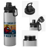 Metallic water bottle with safety cap, 850ml aluminum