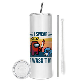 Among us, I swear it wasn't me, Eco friendly stainless steel tumbler 600ml, with metal straw & cleaning brush