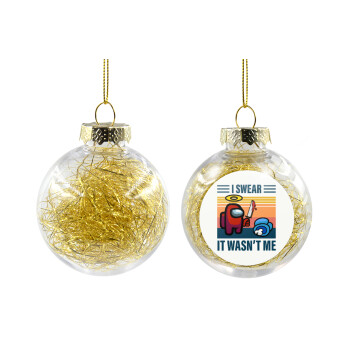 Among us, I swear it wasn't me, Χριστουγεννιάτικη μπάλα δένδρου διάφανη με χρυσό γέμισμα 8cm