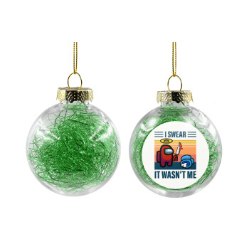 Among us, I swear it wasn't me, Χριστουγεννιάτικη μπάλα δένδρου διάφανη με πράσινο γέμισμα 8cm