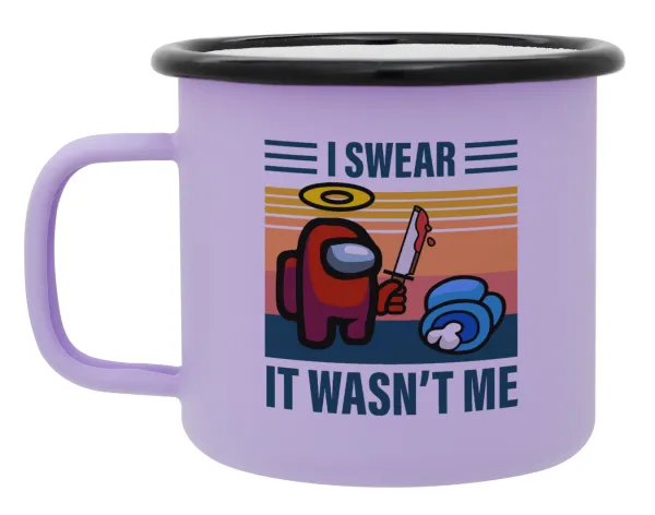 Among us — Metal enamel mug, matte light pastel purple, 360ml