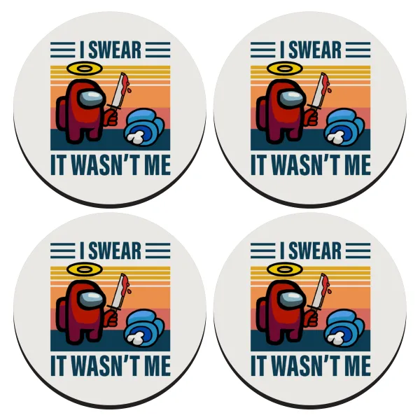 Among us — SET of 4 round wooden coasters (9cm)