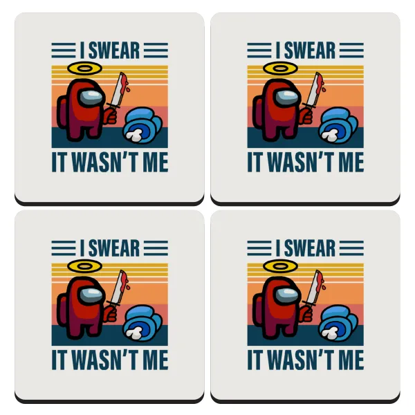 Among us — Set of 4 square wooden coasters (9cm)