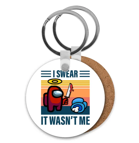 Among us — Round wooden MDF keychain, Ø5cm
