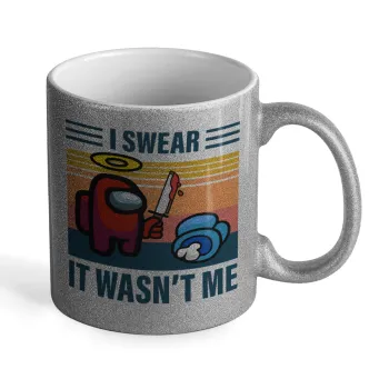 Among us, I swear it wasn't me, Κούπα Ασημένια Glitter που γυαλίζει, κεραμική, 330ml