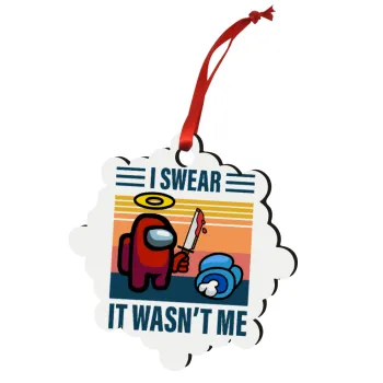 Among us, I swear it wasn't me, Christmas ornament snowflake wooden 7.5cm