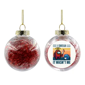 Among us, I swear it wasn't me, Transparent Christmas tree ball ornament with red filling 8cm