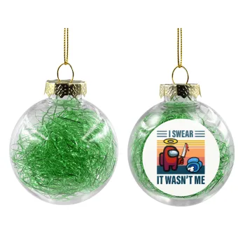 Among us, I swear it wasn't me, Transparent Christmas tree ball ornament with green filling 8cm