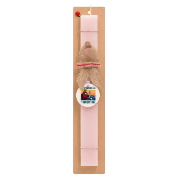Among us, I swear it wasn't me, Easter Set, wooden keychain & scented flat Easter candle (30cm) (PINK)