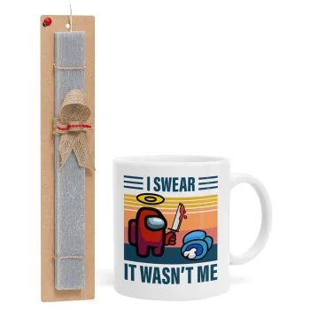 Among us, I swear it wasn't me, Easter Set, Ceramic Cup (330ml) & Easter aromatic flat candle (30cm) (GRAY)