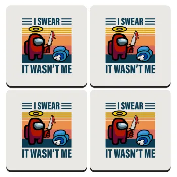 Among us, I swear it wasn't me, ΣΕΤ 4 Σουβέρ ξύλινα τετράγωνα (9cm)