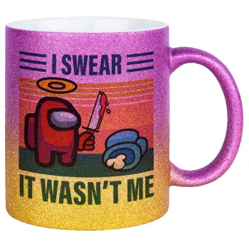 Among us, I swear it wasn't me, Κούπα Χρυσή/Ροζ Glitter, κεραμική, 330ml