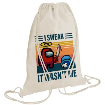 Among us, I swear it wasn't me, Τσάντα πλάτης πουγκί GYMBAG natural (28x40cm)