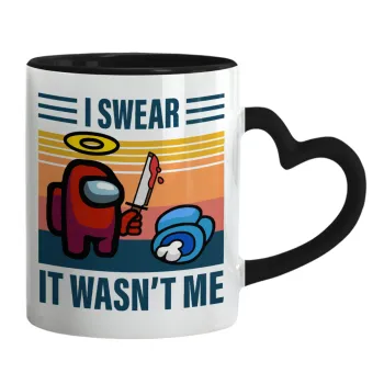 Among us, I swear it wasn't me, Mug heart black handle, ceramic, 330ml