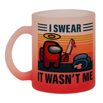 Among us, I swear it wasn't me, Κούπα γυάλινη δίχρωμη με βάση το κόκκινο ματ, 330ml