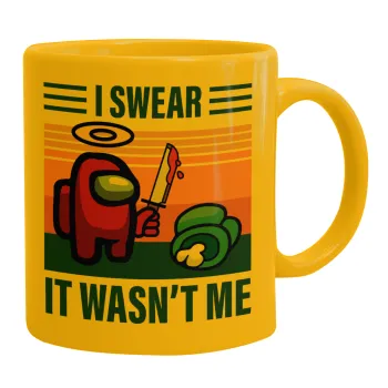 Among us, I swear it wasn't me, Ceramic coffee mug yellow, 330ml