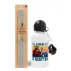 Easter Set, metallic aluminum water bottle (500ml) & aromatic flat Easter candle (30cm) (GRAY)