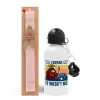 Easter Set, metallic aluminum bottle (500ml) & aromatic flat Easter candle (30cm) (PINK)