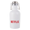 Netflix, Μεταλλικό παγούρι Λευκό (Stainless steel) με καπάκι ασφαλείας 1L