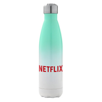 Netflix, Μεταλλικό παγούρι θερμός Πράσινο/Λευκό (Stainless steel), διπλού τοιχώματος, 500ml