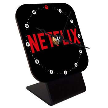 Netflix, Quartz Wooden table clock with hands (10cm)