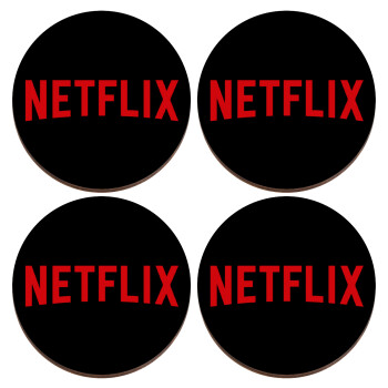 Netflix, ΣΕΤ x4 Σουβέρ ξύλινα στρογγυλά plywood (9cm)