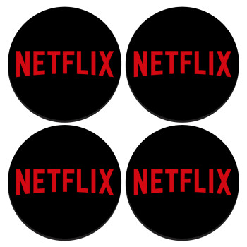Netflix, SET of 4 round wooden coasters (9cm)
