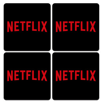 Netflix, ΣΕΤ 4 Σουβέρ ξύλινα τετράγωνα (9cm)