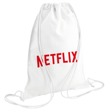 Netflix, Τσάντα πλάτης πουγκί GYMBAG λευκή (28x40cm)