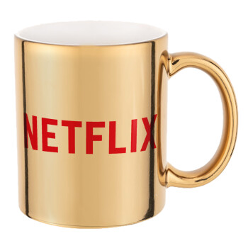 Netflix, Mug ceramic, gold mirror, 330ml