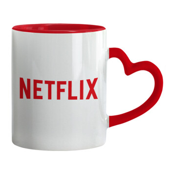 Netflix, Κούπα καρδιά χερούλι κόκκινη, κεραμική, 330ml