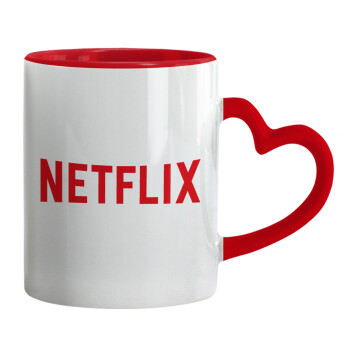 Netflix, Mug heart red handle, ceramic, 330ml