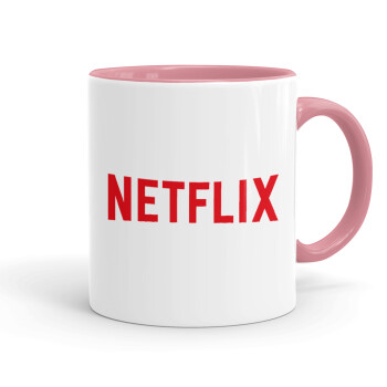 Netflix, Mug colored pink, ceramic, 330ml
