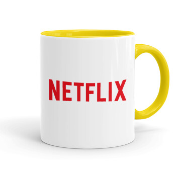 Netflix, Κούπα χρωματιστή κίτρινη, κεραμική, 330ml