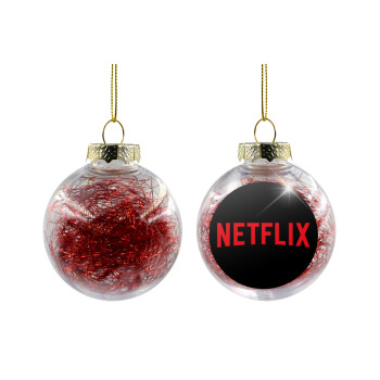 Netflix, Χριστουγεννιάτικη μπάλα δένδρου διάφανη με κόκκινο γέμισμα 8cm