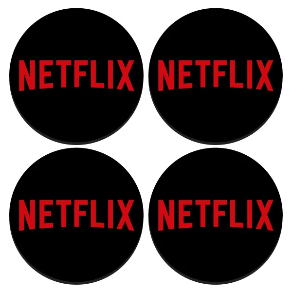 Netflix — ΣΕΤ 4 Σουβέρ ξύλινα στρογγυλά (9cm)
