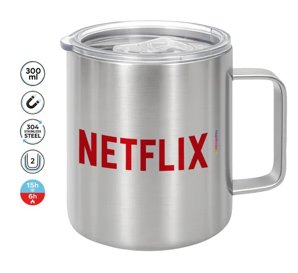Netflix — Double-walled stainless steel mug 300ml with temperature-retaining lid
