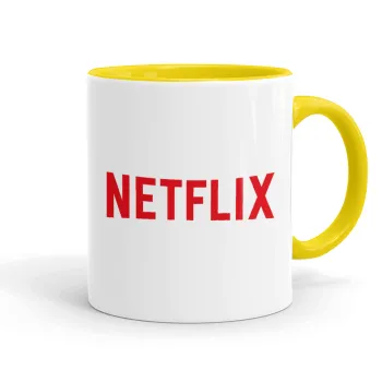 Netflix, Κούπα χρωματιστή κίτρινη, κεραμική, 330ml