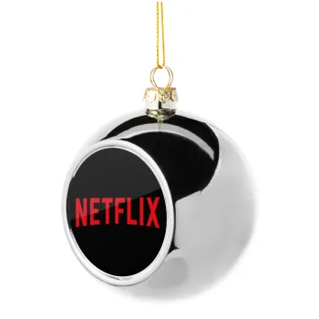 Netflix, Silver 8cm Christmas tree ball ornament