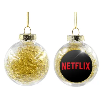 Netflix, Transparent Christmas tree ball ornament with gold filling 8cm