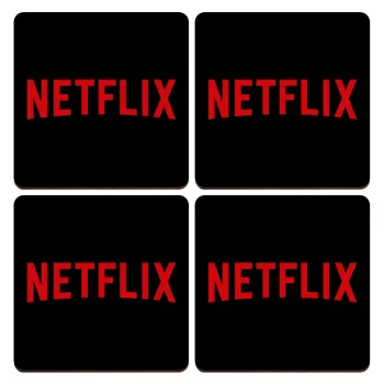 Netflix, ΣΕΤ x4 Σουβέρ ξύλινα τετράγωνα plywood (9cm)