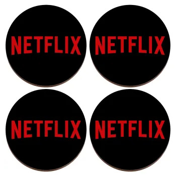 Netflix, ΣΕΤ x4 Σουβέρ ξύλινα στρογγυλά plywood (9cm)
