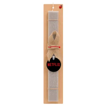 Netflix, Πασχαλινή Λαμπάδα με ξύλινο μπρελόκ & κερί αρωματικό πλακέ (30cm) (ΓΚΡΙ)
