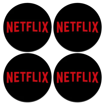 Netflix, ΣΕΤ 4 Σουβέρ ξύλινα στρογγυλά (9cm)