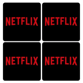 Netflix, ΣΕΤ 4 Σουβέρ ξύλινα τετράγωνα (9cm)