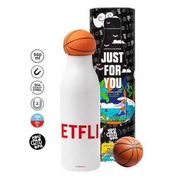 Netflix, Μπάλα μπάσκετ μεταλλικό παγούρι θερμός, διπλού τοιχώματος, 550ml