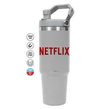 Netflix, GREY color, 890ml (30oz) stainless Steel Tumbler with Handle