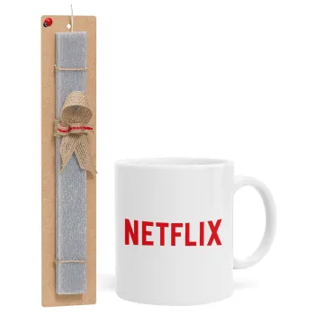 Netflix, Easter Set, Ceramic Cup (330ml) & Easter aromatic flat candle (30cm) (GRAY)