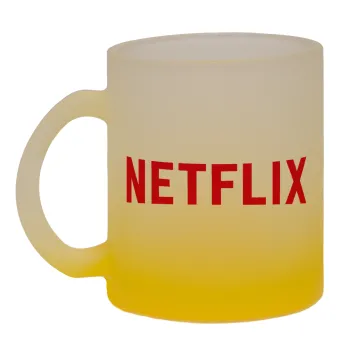 Netflix, Κούπα γυάλινη δίχρωμη με βάση το κίτρινο ματ, 330ml