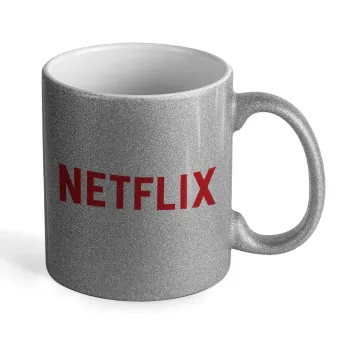 Netflix, Κούπα Ασημένια Glitter που γυαλίζει, κεραμική, 330ml